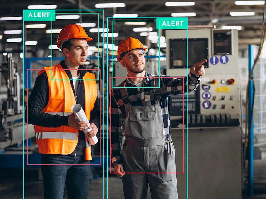 Construction site monitoring software using AI to detect missing PPE